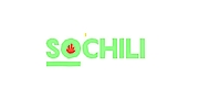 Logo mit grünem Text "SOCHILI", roter Flamme im "O" und weißem Hintergrund.