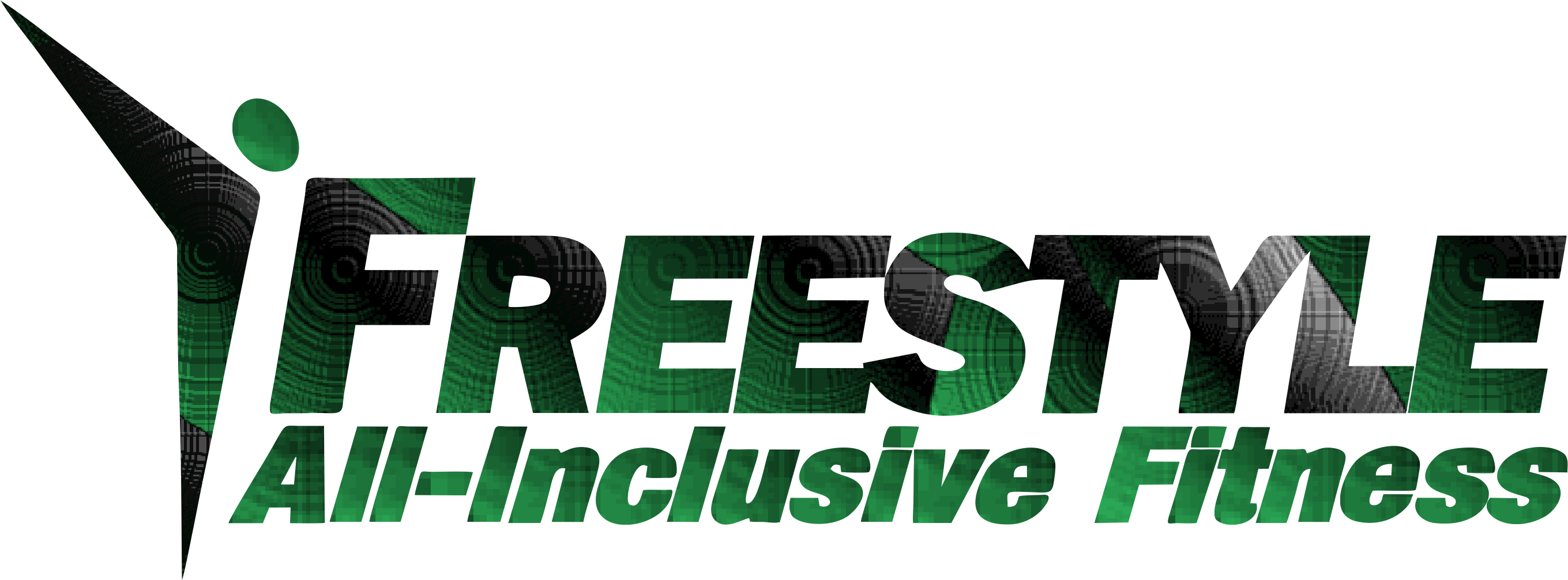 Logo von Freestyle All-Inclusive Fitness mit stilisierter Figur und grün-schwarzem Design.